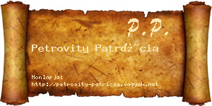 Petrovity Patrícia névjegykártya